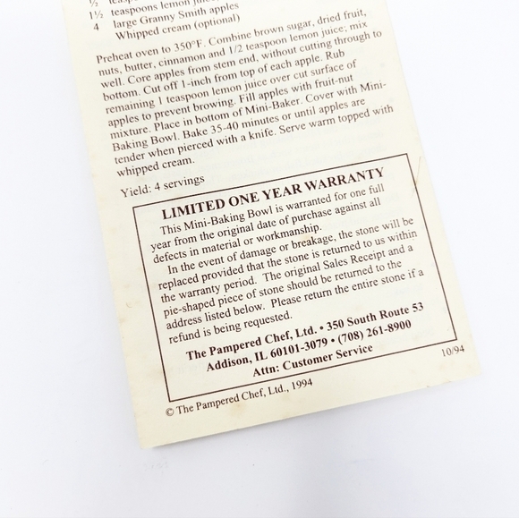 NWOT PAMPERED CHEF Stoneware Mini Baking Bowl retired - Picture 6 of 6